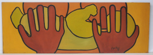 Lot 161 - Joyce Plant (Active c1960s - 80s) Unframed Oil Painting - Hands of The