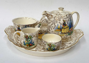 Lot 212 - 1930s James Kent Crinoline Lady(3087) Breakfast set - teapot as found