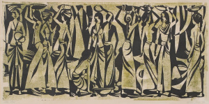 Hans Johannes Snell (1925 - 1998) Large framed Linocut - Bali - signed, titled,