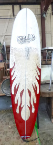 Lot 16 - Australian Made Sunride Malibu Surfboard, seven feet two inches long, 3