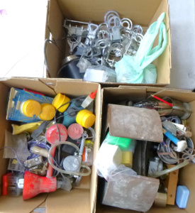 Lot 43 - 3 x Boxes, mainly vintage dental equipment and accessories inc clamps,