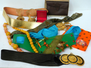 Lot 61 - Group of retro belts, accessories, costume jewellery inc boxed pre-deci