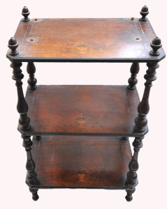 Lot 63 - Victorian walnut veneered whatnot with marquetry inlay - 97cm H - note