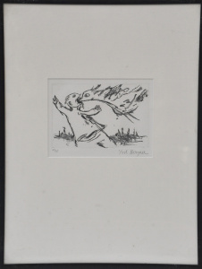 Lot 83 - Yosl Bergner (1920 - 2017) Framed Etching - Untitled (A Bird in the Mou