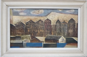 Lot 85 - Artist Unknown Framed Modernist Oil Painting on Canvas - City Landscape
