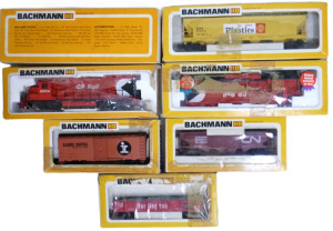 Lot 100 - 7 x Boxed Vintage American Bachmann HO Gauge inc 2 x CP Rail locomotiv