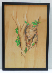 Lot 104 - Kerrie O'James (currently active) ink and pencil on wood - Under The C