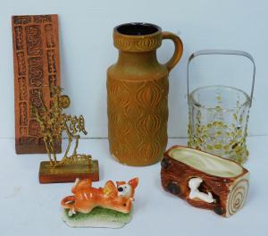 Lot 112 - Group of retro items inc brass Don Quixote after Picasso, Italian cera