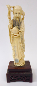 Lot 128 - Vintage non composition carved Chinese figurine of Shou Lao, God of Lo