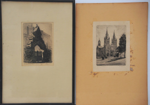 Lot 145 - Max Ragless (1901 - 1981) 2 x vintage Etchings - Unframed 'St Peters C