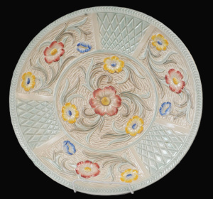 Lot 160 - Lge 1930s Art Deco H J Woods charger, embossed floral design - 41 cms