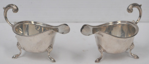 Lot 192 - 2 x c1939 Hallmarked Birmingham Sterling Silver Sauce boats - Tri foot