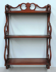 Lot 5 - Vintage wooden Wall Shelf - 3 x shelves, ornate scrolly design to sides