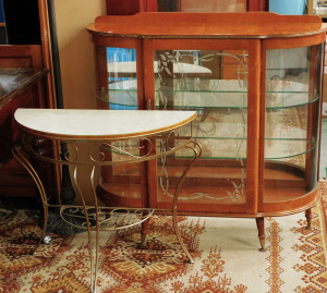 Lot 8 - 2 Mid-Century pieces of furniture inc a fiddleback maple veneered serpen