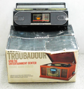 Lot 18 - Retro Akai AJ-201 cassette radio boom box and boxed near new Crosley Tr