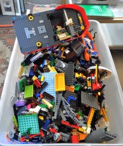 Lot 25 - Box lot of Vintage LEGO Pieces incl Mixed Bricks, Assorted Vehicles etc
