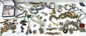 Lot 35 - Mixed box incl Jewellery, bracelets, rings, pendants, watch marked DKNY