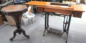 Lot 39 - 2 Pieces of Vintage Sewing Furniture incl As Found Victorian Rosewood V
