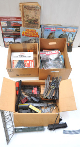 Lot 59 - 3 x Boxes inc 2 x Boxes train and model train books & periodicals -