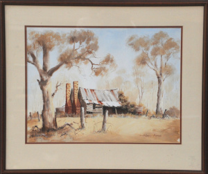 Lot 94 - Allan Ames (1932 - ) Framed Oil painting - Pioneers Shack, South East V