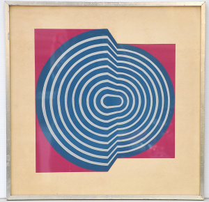 Lot 97 - Artist Unknown - Framed Modernist Optic Screenprint - Untitled (Blue &a