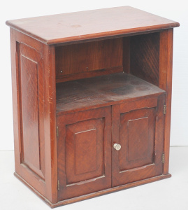 Lot 105 - Small vintage Arts & Crafts Cedar & Fiddleback cabinet - open