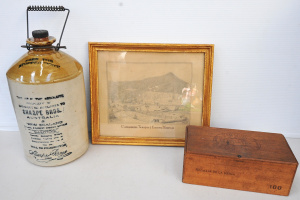 Lot 109 - Group of 3 vintage items inc pencil drawing of Cambewarra Tannery &amp