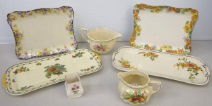 Lot 136 - Group lot vintage Royal Doulton china inc Orchard pattern Jugs, Wild P