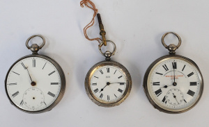 Lot 154 - 3 x Sterling Silver cased half hunter Pocket watches - Gents, Lon 1856