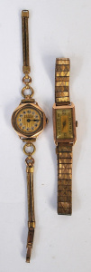 Lot 168 - 2 x ladies 9ct gold cased wristwatches incl 1920s Dumbrells Melbourne