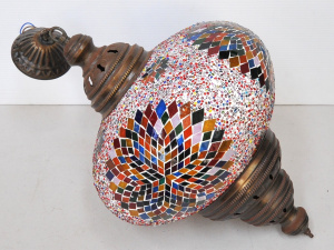 Lot 170 - Eastern Mosaic Ceiling Light w Multicoloured Glass Pieces & Speckl