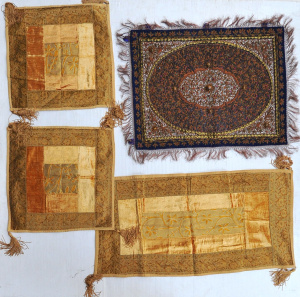 Lot 171 - Grp Indian textiles - heavily embroidered wall hang, metallic threads,