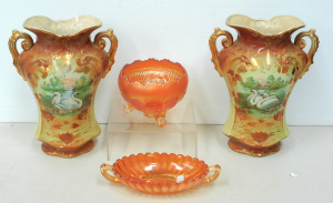 Lot 179 - Pair of vintage Sylvac vases depicting swans (25cm H) and 2 pieces of