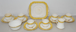 Lot 180 - Vintage English Phoenix China Afternoon Tea Setting for 6 - Yellow peb