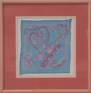 Lot 182 - Framed Zandra Rhodes 1980s Silk Handkerchief featuring a Stylised Woma