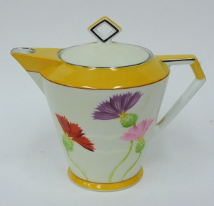 Lot 196 - Vintage Art Deco Noritake coffee pot with thistle flower design - 14cm