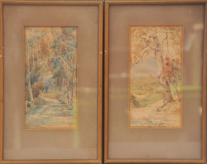 Charles S Bennett (1869 - 1930) Pair small Gilt Framed Watercolours - The Ghost