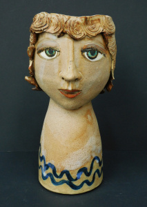 Jo Caddy (1914-2005) Australian pottery Face Vase 25cm H (some damage to sides o