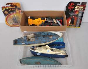 2 x Small boxes of toys inc carded boot legged Star Wars Pincess Amidala, Indian