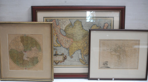 3 framed maps, 2 antique and 1 reproduction 1812 - Geographie D'Herodote (the wo