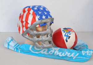 3 x vintage nflateable promo toys inc Cadbury pencil (104cm H), Kit Kat Kool Kat