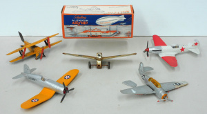 Group of toy aircraft inc boxed Schylling Aluminum Airship - wind-up Graf Zeppel