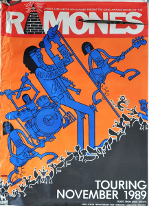 Large screen printed Ramones 1989 Australian tour poster by Richard Allen (Mambo