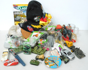 Mixed box lot of toys and other items inc unopened KFC Star Wars Ep 1 and Mcdona