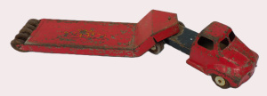 Vintage Wyn Toys tinplate low loader trailer and truck - combined 50cm L