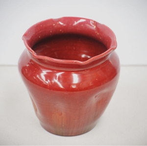 William Ferry Victorian Art Pottery Vase af - Burgundy & Green drip glaze -