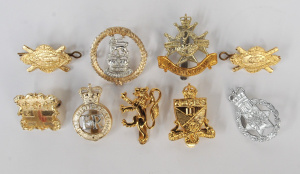 Group lot of vintage badges inc British Military Cap badges - British Green Jack