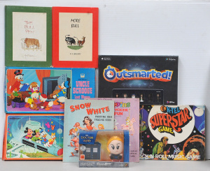 Lot of Vintage Kids Board Games & Books incl Disney World Pussle, Snow White