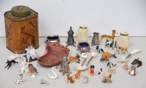 Small lot Bushells Tea Tin with Image of Australian Animals to Sides, Takacs pot