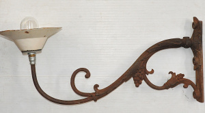 Lot 1 - Vintage Cast Iron Melbourne Street Light Arm w Shade & Grape Decorat